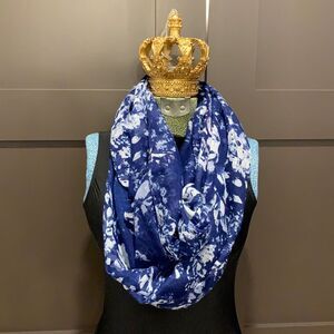 Blue Floral Infinity Scarf